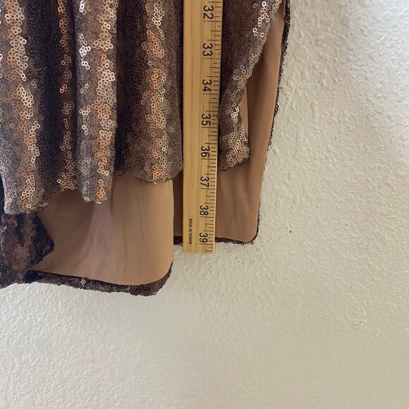 Morrisday The Label Brown Sequined Halter Mini Cocktail Dress Open Back Size L - Picture 5 of 5